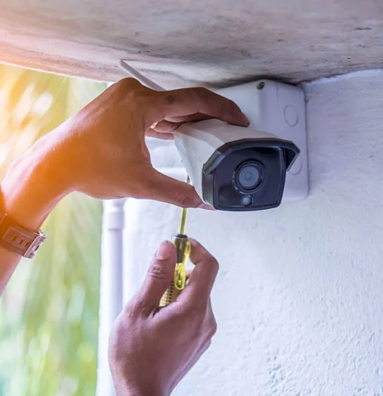 Outdoor CCTV cameras installed for perimeter security